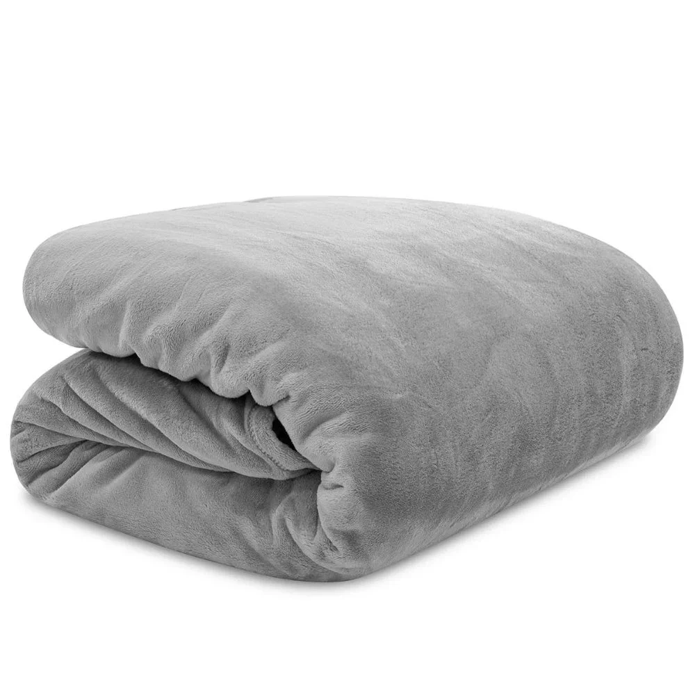 Lauren Ralph Classic KING Grey Soft Plush Blanket Coverlet Gift Bag Set